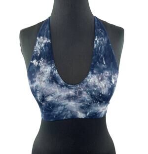 Free People Intimately Gray Blue S Bra Tie-Dye Stretch Rib Scoop Crossback Strap